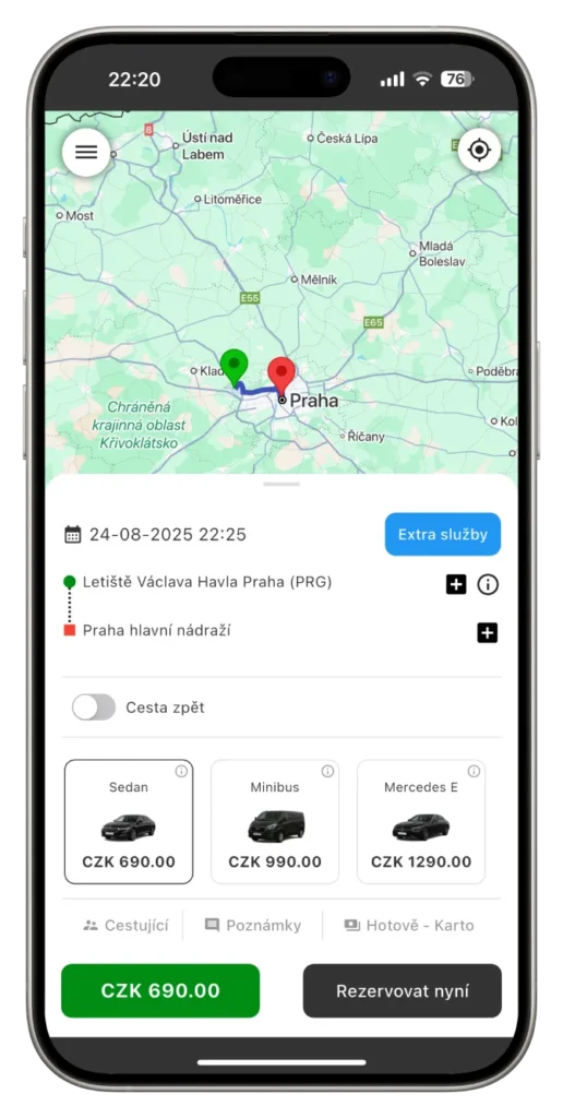 Taxi z a na letiště praha app